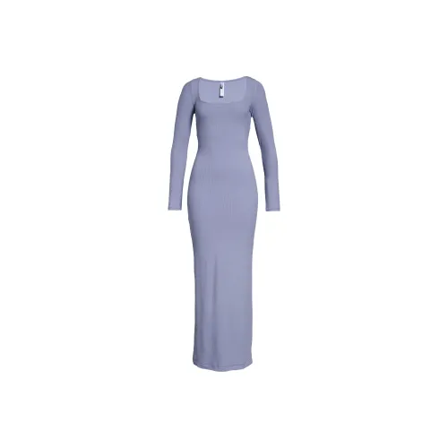 SKIMS Длинное платье с длинными рукавами женское темно-синий серый слейт