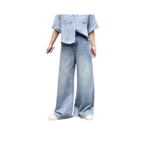 Jinggu Светло-синий деним Женские Джинсы