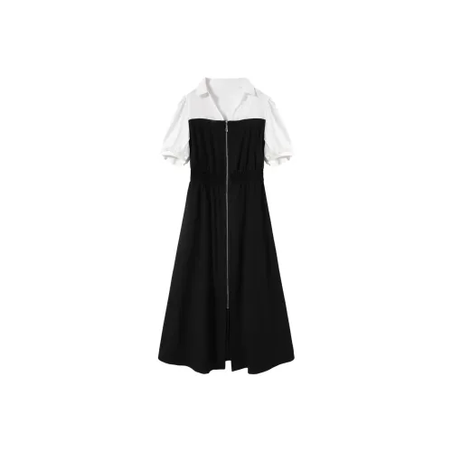 SHIRAN Короткий рукав Платье Женское Спокойный черный