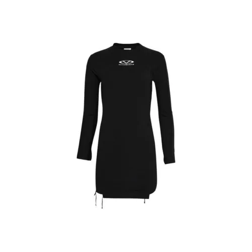 Vetements Черное Женское Длинное Платье с Рукавами