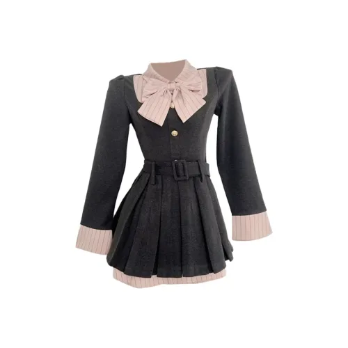 AFGGD Длинное платье с длинными рукавами женское серое