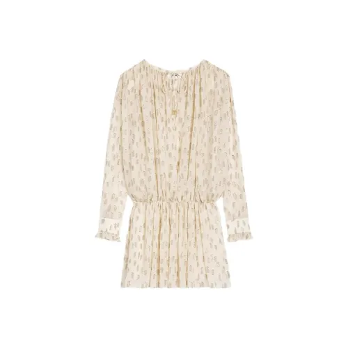 CELINE Бежево-желтый Женские Длинные Платья с Рукавами