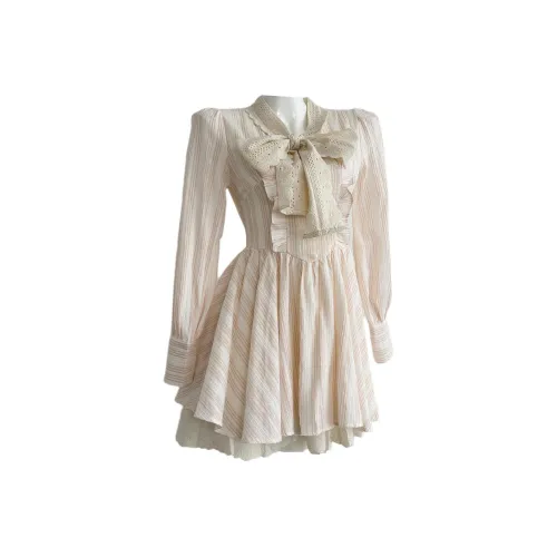 ONE PASS STUDIO Длинное платье с длинными рукавами женское розовое