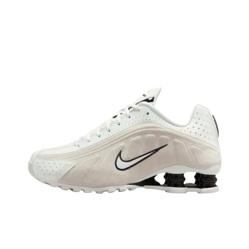 Nike Shox R4 Амортизаторы Slip-resistant Низкий топ Повседневная беговая обувь для длинных дистанций Спринт Беговая обувь Женская Белая