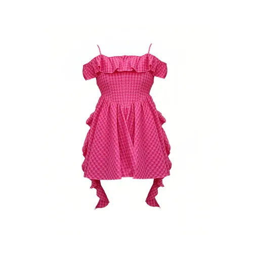 ONNFB Короткий рукав Платье Женское Розовый Красный