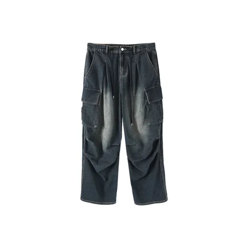 Jinggu Джинсы Женские Винтажный Серый Синий