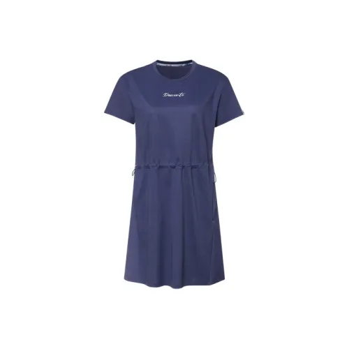 DESCENTE X MIKA NINAGAWA Db Темно-синий Женские Короткие Платья с Рукавами