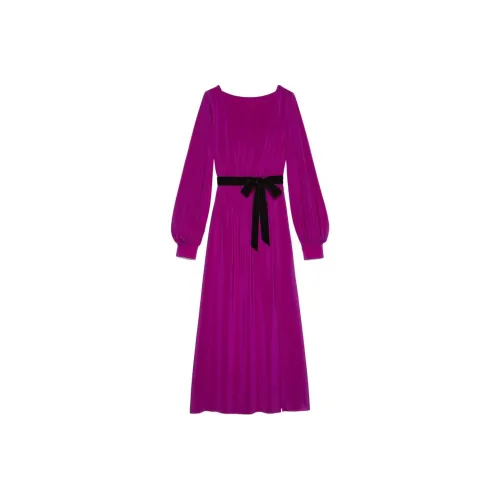 GUCCI Длинное платье с длинными рукавами женское фиолетовое