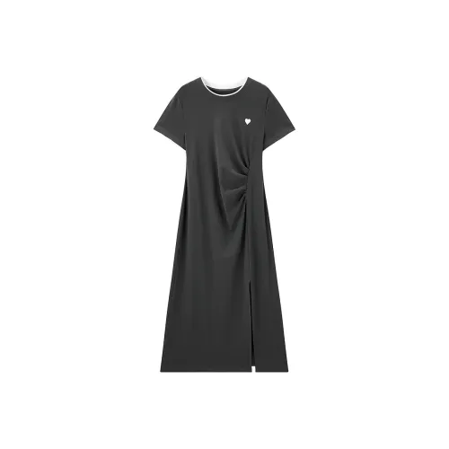 LEDIN Короткий рукав Платье Женское Угольно-серый В наличии