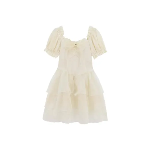 MIMOSA CHUR Короткий рукав Платье Женское Белое