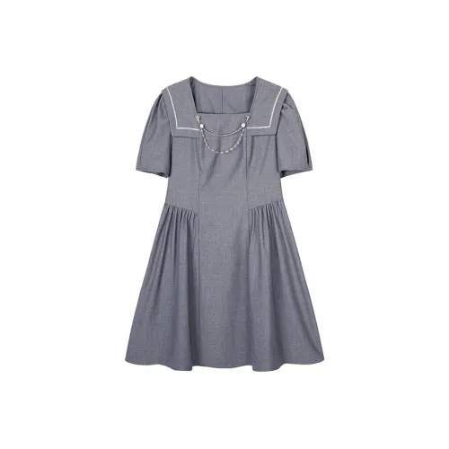 Pit Короткий рукав Платье Женское Светло-серое