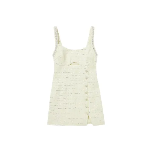 Self Portrait Slip Dress Women's Cream Yellow