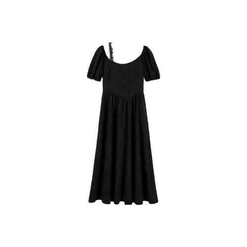 MIGU Lola Waltz, Черное Женское Короткое Платье с Рукавами