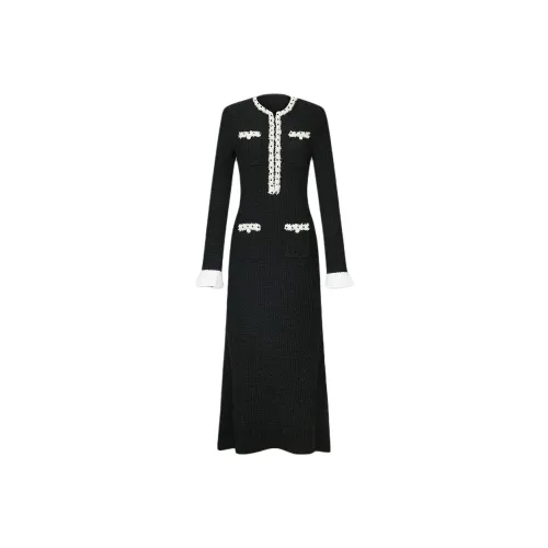 KARL LAGERFELD Длинное платье с длинными рукавами женское черное