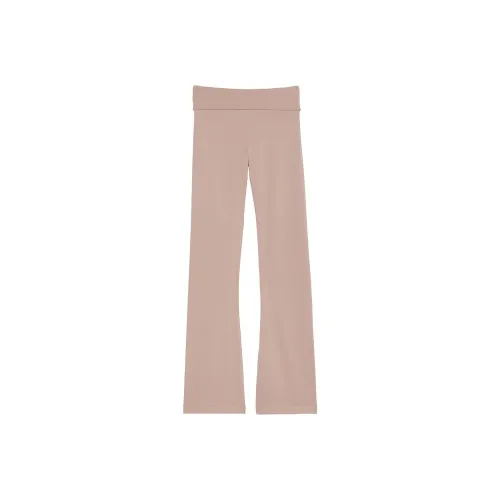 Victoria's Secret VS Хлопок Йога Foldover FLARE Леггинсы Голый Тауповый Леггинсы Женские Телесный Тауповый