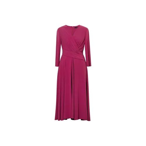 ROEYSHOUSE Длинное платье с длинными рукавами женское розово-красное