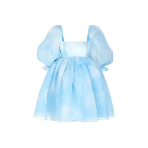 Selkie Blue Женские Короткие Платья с Рукавами