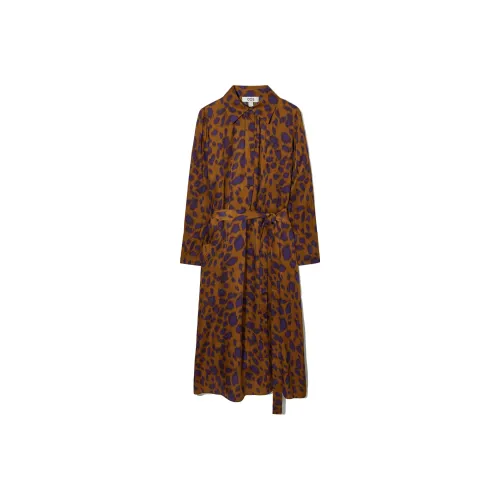 COS Коричнево-красное Женское Длинное Платье с Рукавами