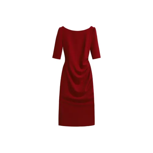 Silky Queen Короткий рукав Платье Женское Красное