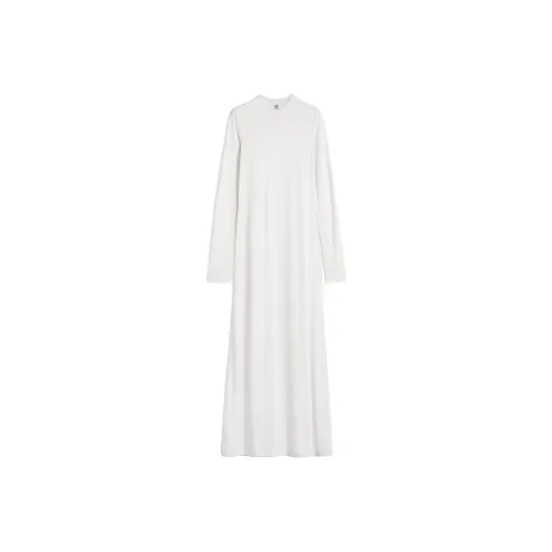 TOTEME FW24 Длинное платье с длинными рукавами женское цвет яичный желток выпечка белый