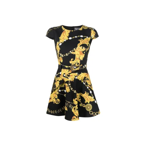 VERSACE JEANS COUTURE SS23 Короткий рукав Платье Женское Черное