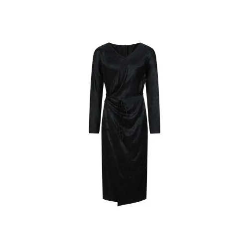 JZ. ANNAKRO Длинное платье с длинным рукавом женское простой дизайн черный цвет