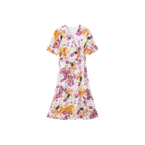 H YXIANG Короткое платье с короткими рукавами женское весеннее серия Scenery с цветочным принтом Affection
