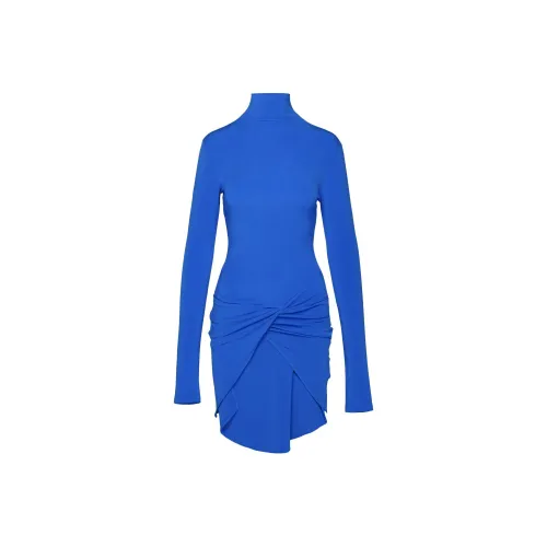 OFF Белое длинное платье с длинными рукавами облегающий крой женское синее