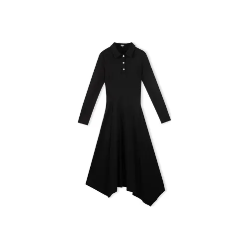 DKNY Длинное платье с длинными рукавами женское черное