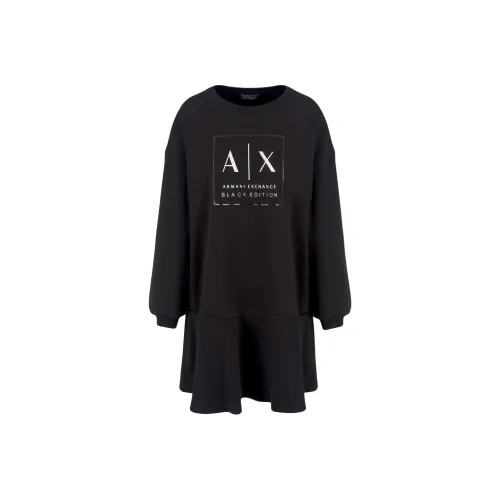 ARMANI EXCHANGEAE FW24 Длинное платье с длинными рукавами женское черное