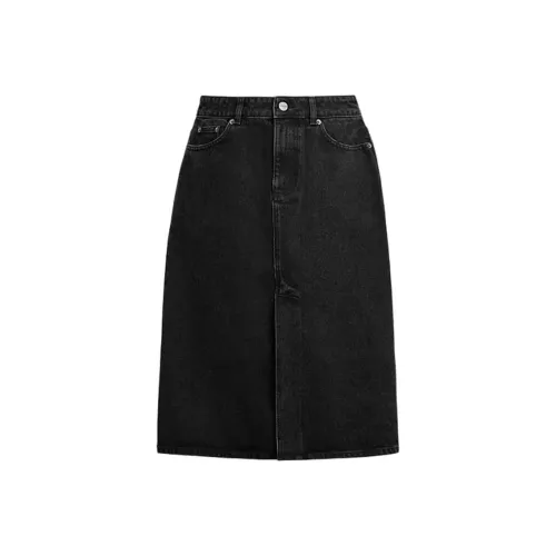 COACH SS24 Denim Long Skirt Women's Black