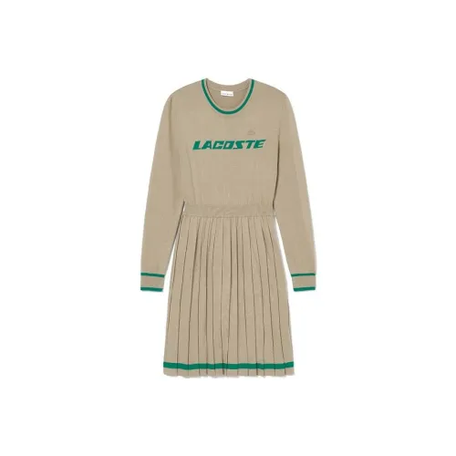 LACOSTE Хаки Женские Длинные Рукава Платья