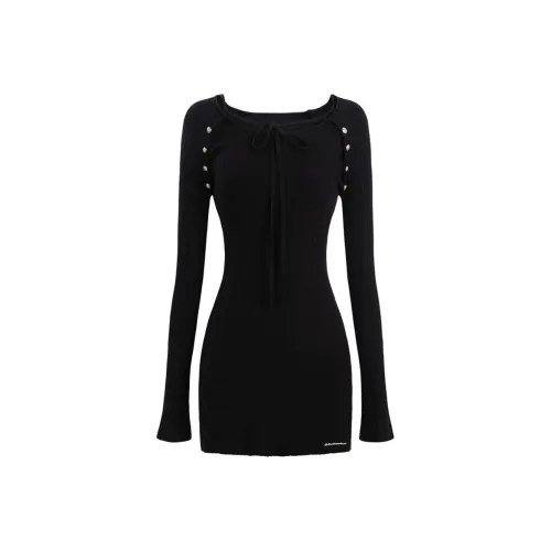 UNIFREE Длинное платье с длинным рукавом женское черное