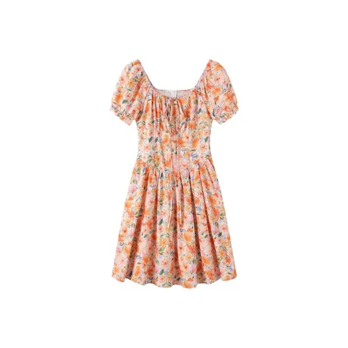 GULIANFEI Короткий рукав Платье Женское Укороченная юбка