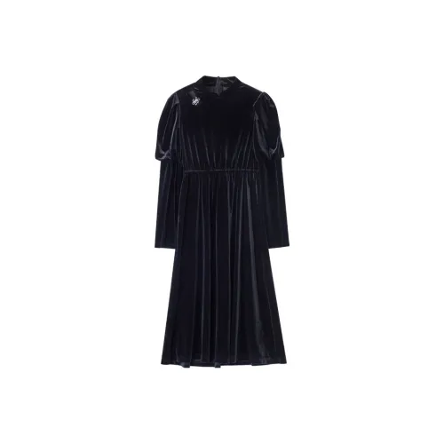 Pit Длинный рукав Платье Женское Черное