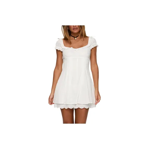 PRINCESS POLLY WANT YOUR LOVE ПЛЕЙСУИТ Короткий рукав Платье Женское Белый Белый