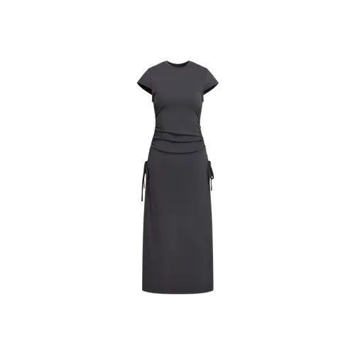 A21 Короткий рукав Платье Женское Темно-серый