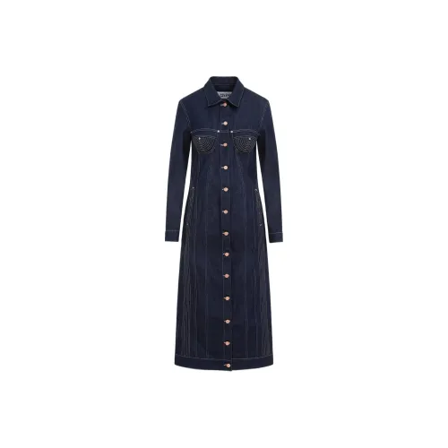 Jean Paul Gaultier Длинное платье с длинными рукавами женское темно-синий