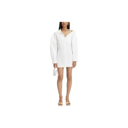 Jacquemus Белое Женское Длинное Платье с Рукавами