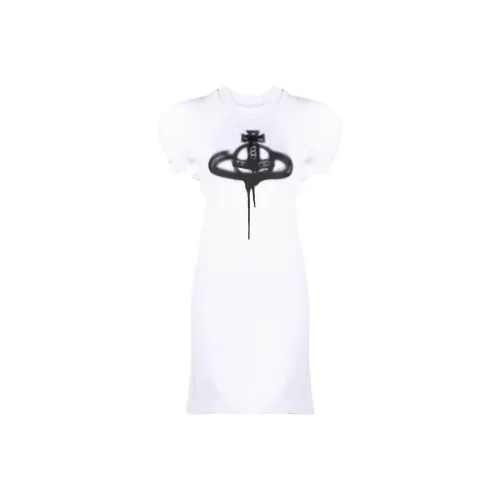 Vivienne Westwood Белое Женское Короткое Платье с Рукавами