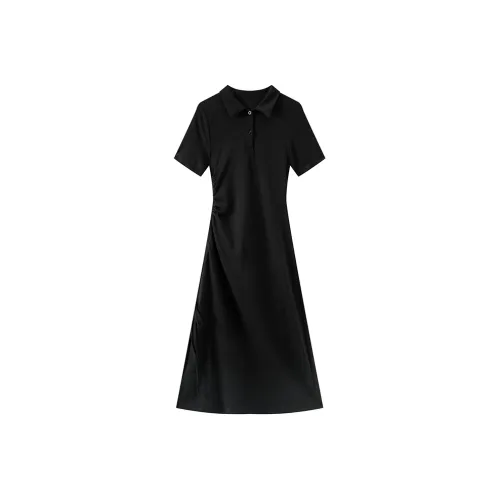 ZCDECO Короткий рукав Платье Женское Черное
