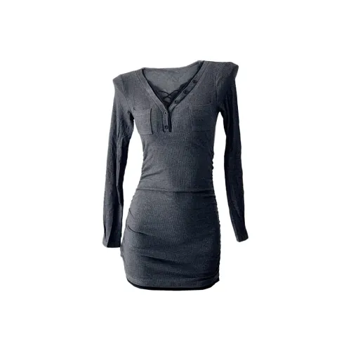 TORIGHT Длинное платье с длинными рукавами женское черное и серое