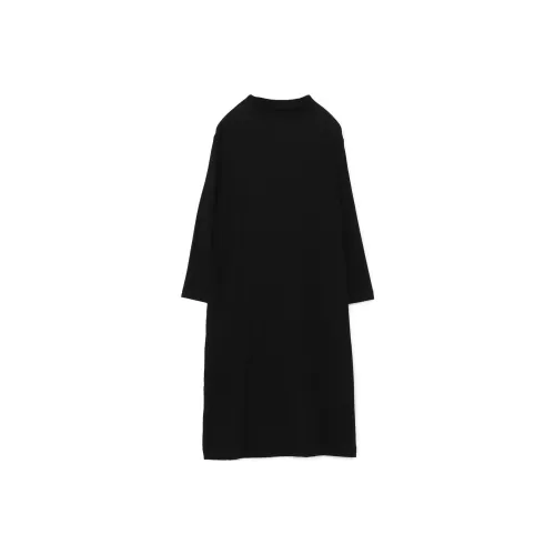 Yohji Yamamoto Черные Женские Длинные Платья с Длинными Рукавами