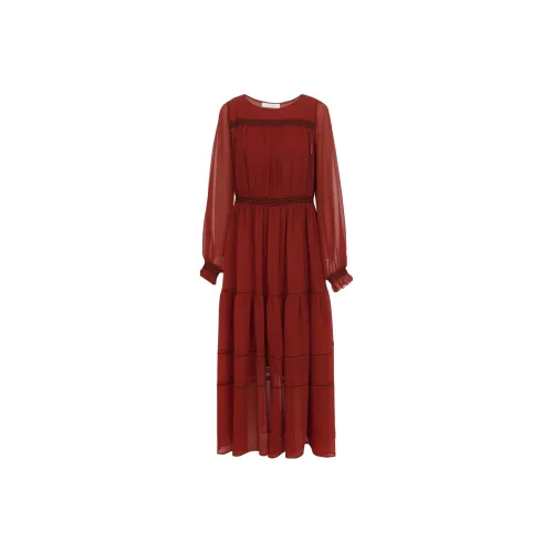 SEE BY CHLOE Red Женские Длинные Платья с Рукавами