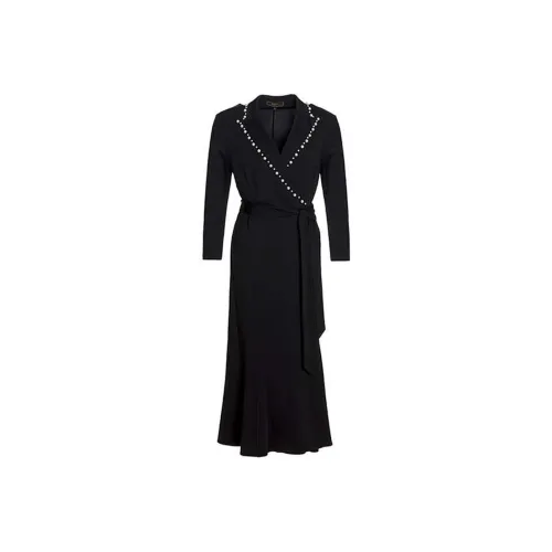 BESIONIA SS22 Длинное Платье с Длинными Рукавами Женское Черное