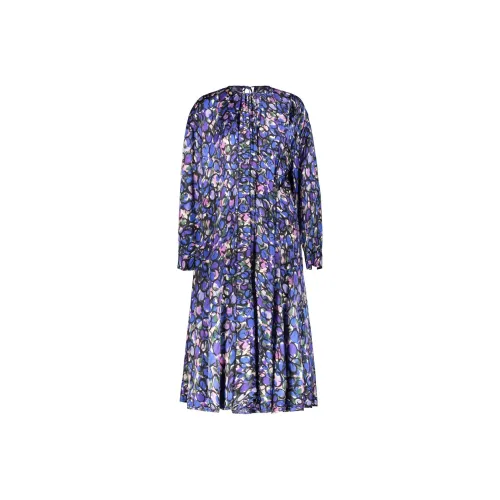 Balenciaga Длинное платье с длинными рукавами обычный крой женское фиолетовое