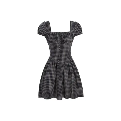 UNIFREE Короткое платье с короткими рукавами женское темно-синее