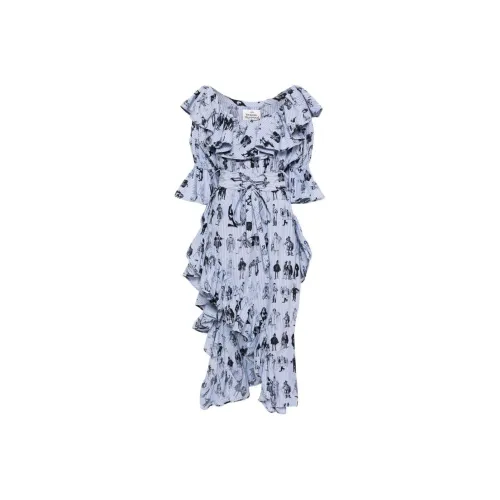 Vivienne Westwood Синий черный Женские Длинные Платья с рукавами