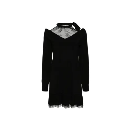 TWINSET Milano Длинное Платье с Длинными Рукавами Женское Черное