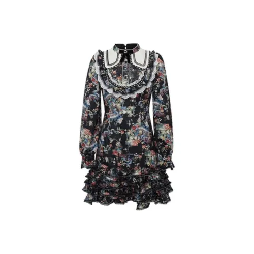 LULUALWAYS Длинное платье с длинными рукавами женское черное